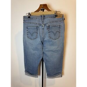 Vintage Levis 515 Capri Jeans Womens Sz 12 Blue Denim Cuffed Mid Rise Shorts